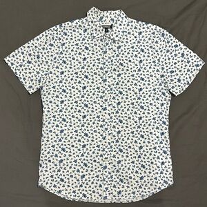 Express Floral Button Down Short Sleeve Shirt